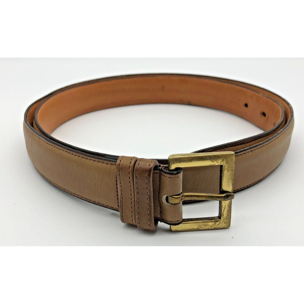 Coach Leather Belt Mens Tan Beige Size 44 Cowhide Brass Buckle #7608 VINTAGE